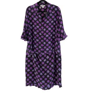 August Max Skirt Set Womans Plus Size 16 Top 100% Silk Ruffle Hem Purple Black